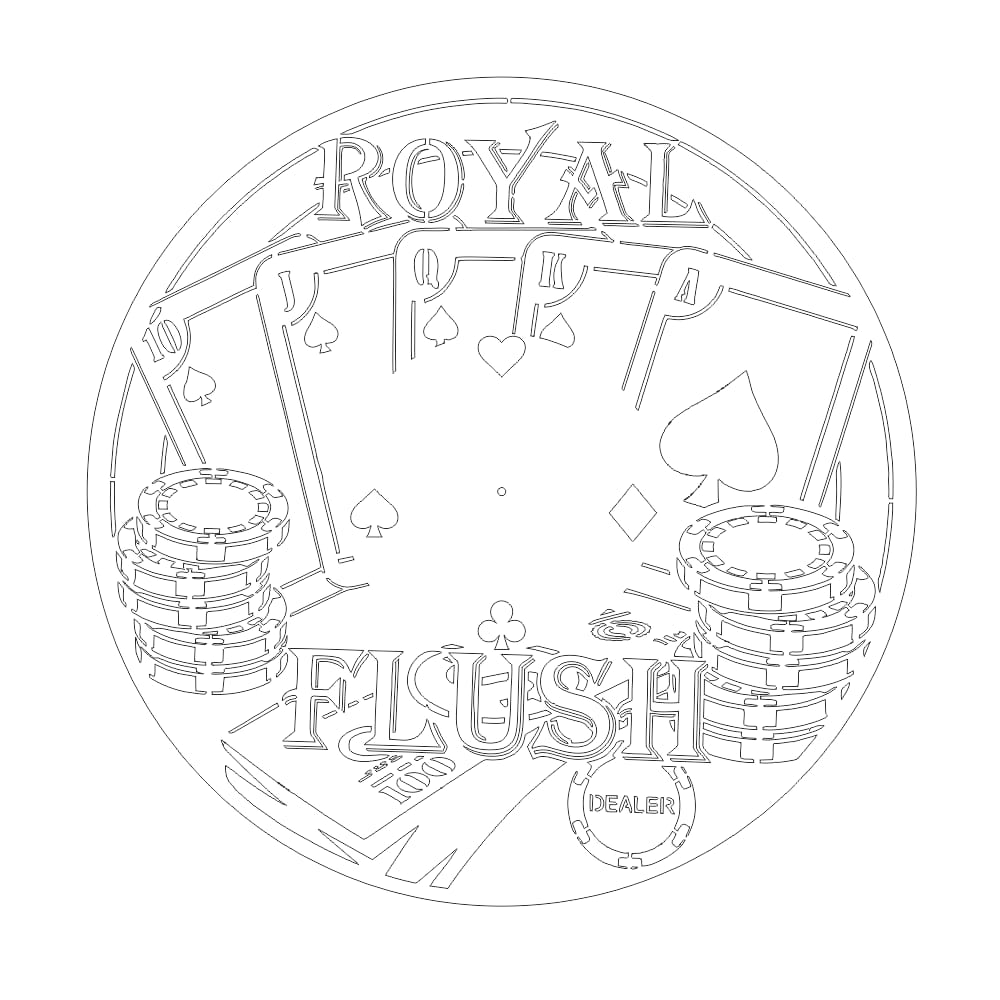 Laser Cut Royal Flush Poker Card Game Vinyl Record Wall Clock