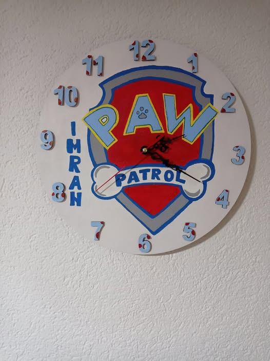 Laser Cut PAW Patrol Themed Wall Clock for Kids Room