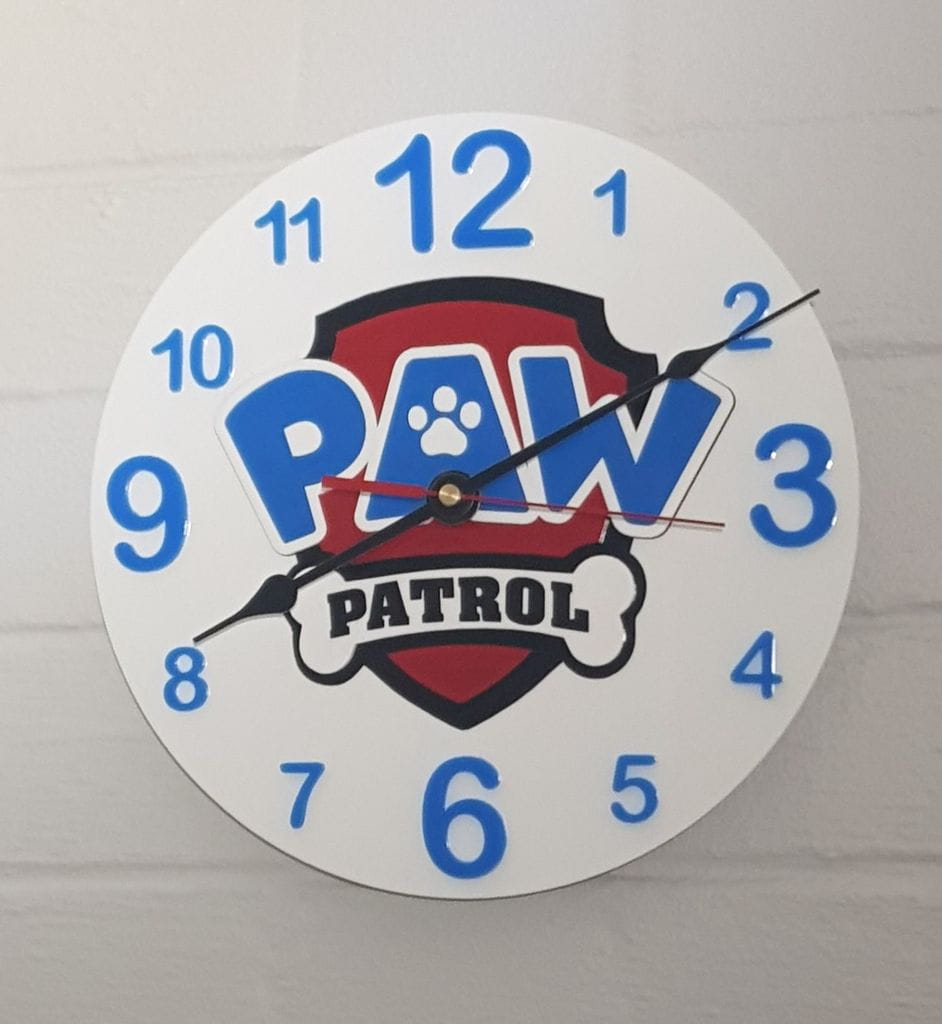 Laser Cut PAW Patrol Themed Wall Clock for Kids Room