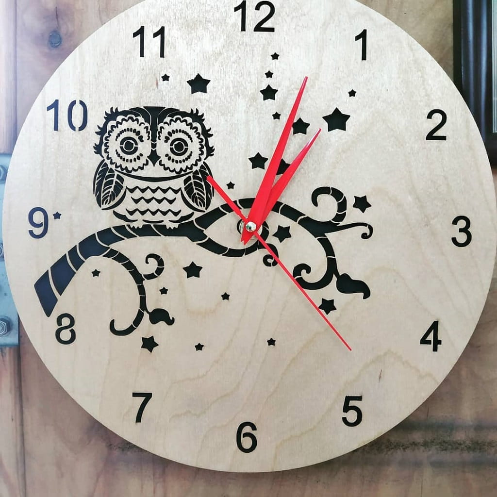 Laser Cut Owl on Tree Decorative Wall Clock