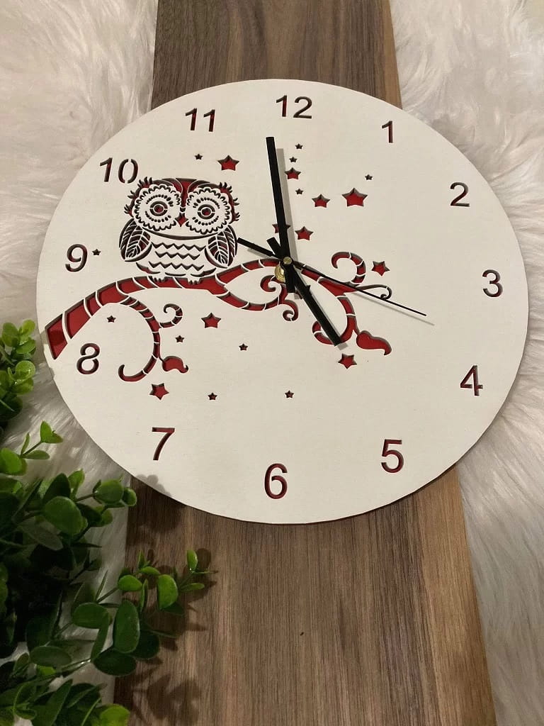 Laser Cut Owl on Tree Decorative Wall Clock