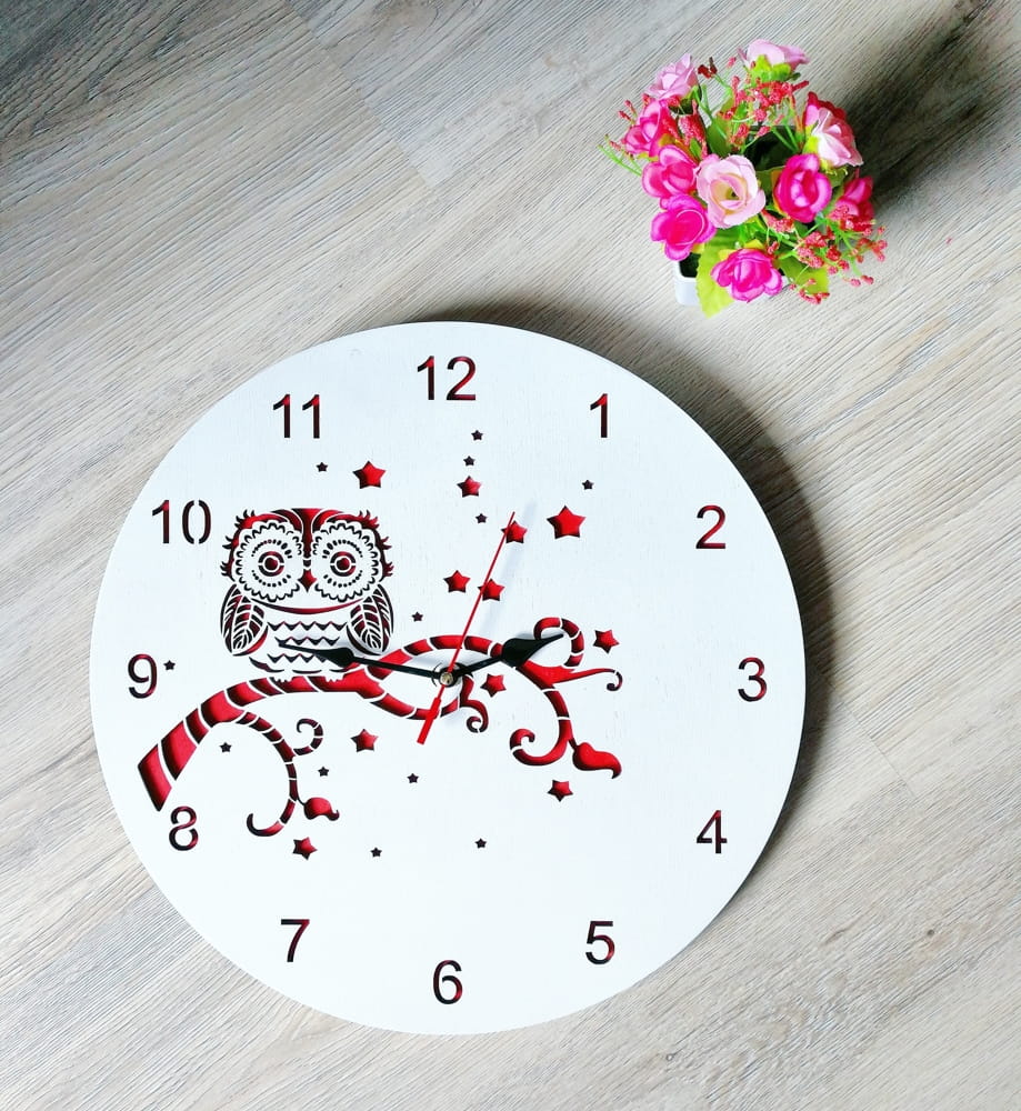 Laser Cut Owl on Tree Decorative Wall Clock