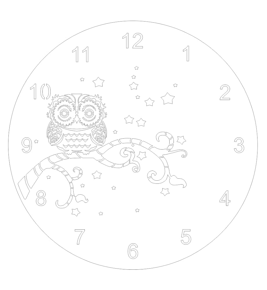 Laser Cut Owl on Tree Decorative Wall Clock