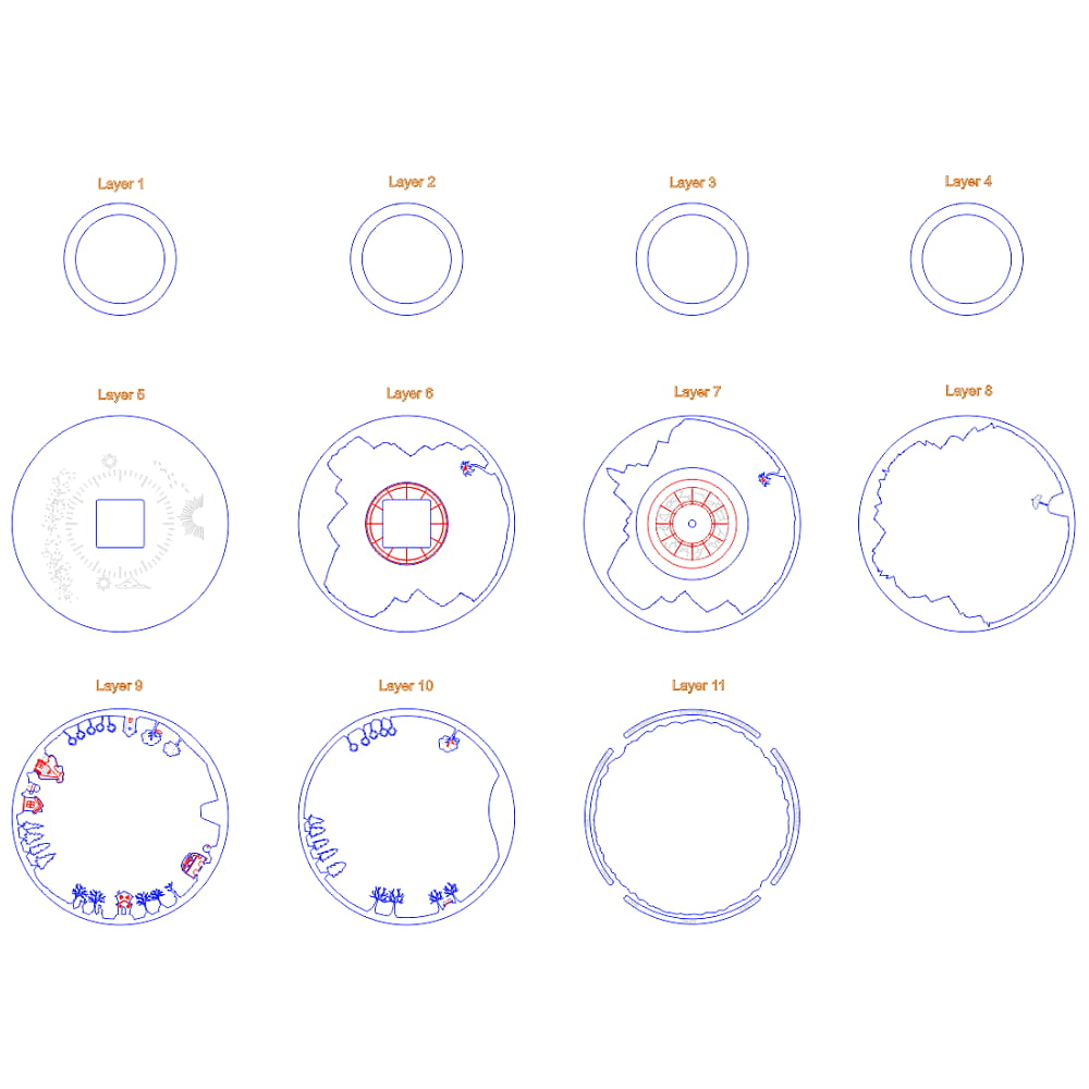 Laser Cut Multilayer Decorative Wall Clock