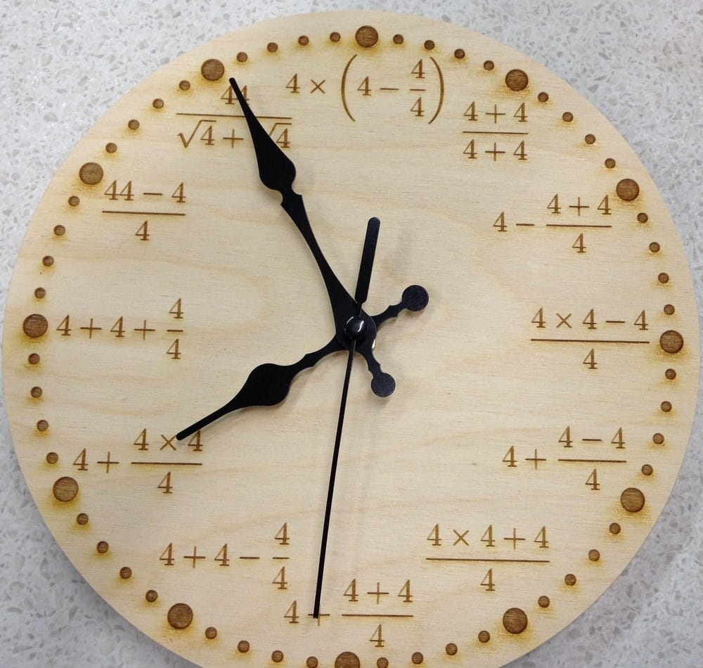 Laser Cut Math Fractions Wall Clock