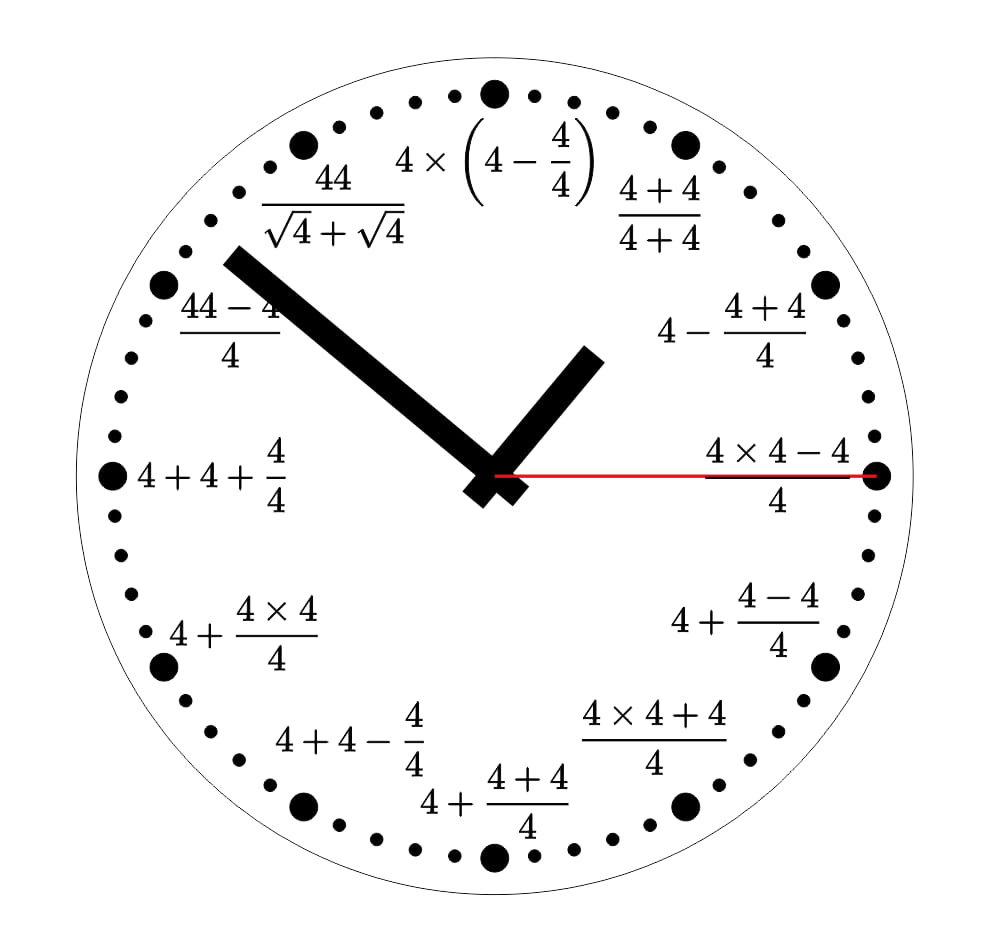 Laser Cut Math Fractions Wall Clock