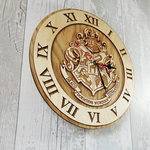 Laser Cut Harry Potter Hogwarts School Crest Wall Clock