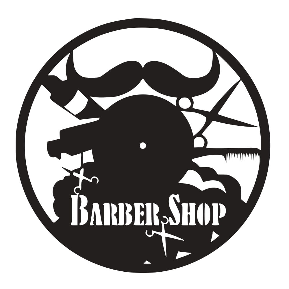 Laser Cut Barber Shop Theme Vinyl Record Wall Clock