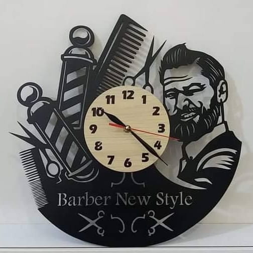 Laser Cut Barber Shop Vinyl Record Wall Clock