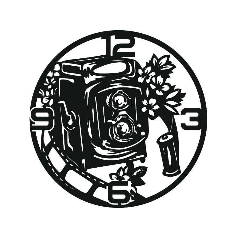 Laser Cut Camera Vinyl Record Wall Clock for Photographers