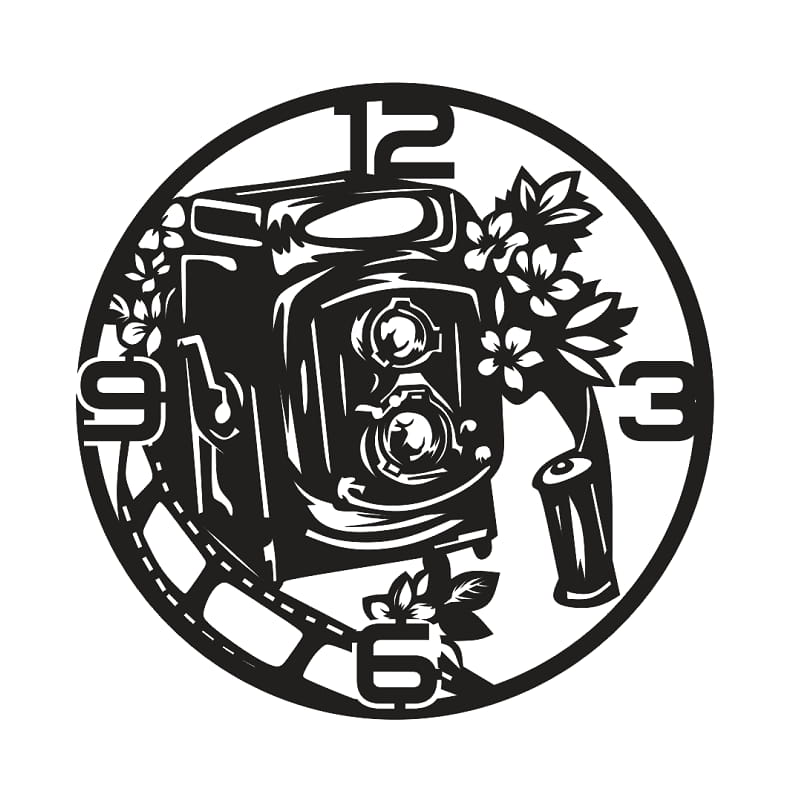 Laser Cut Camera Vinyl Record Wall Clock for Photographers