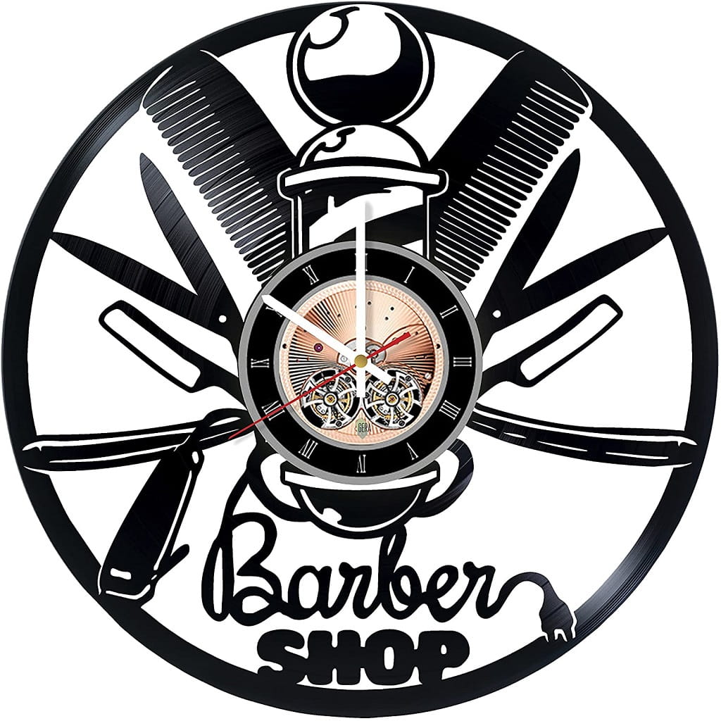 Laser Cut Hair Salon Barber Shop Vinyl Record Wall Clock