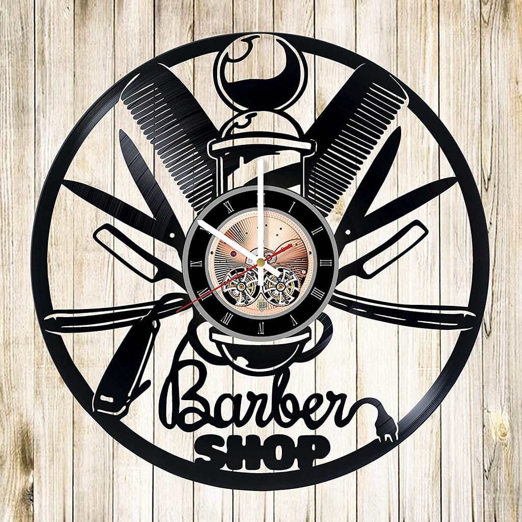 Laser Cut Hair Salon Barber Shop Vinyl Record Wall Clock