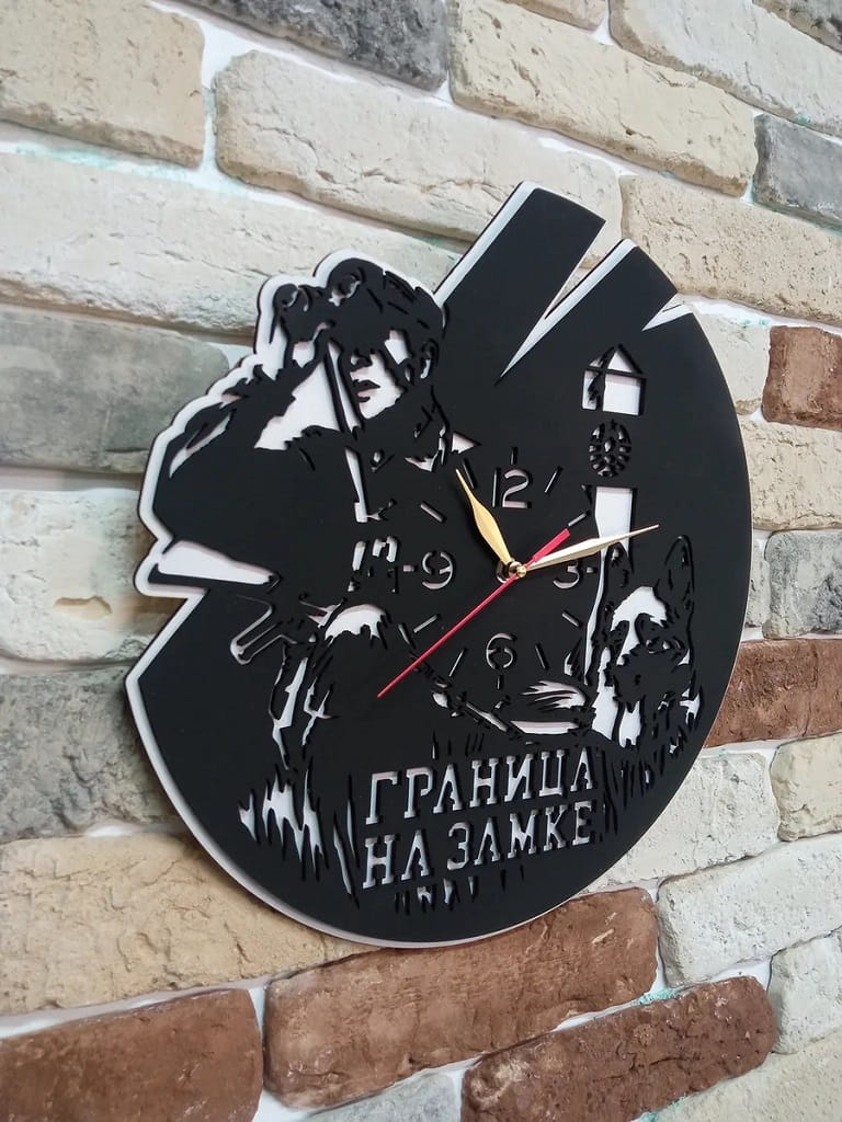 Laser Cut Military Wall Clock Gift to Border Guard