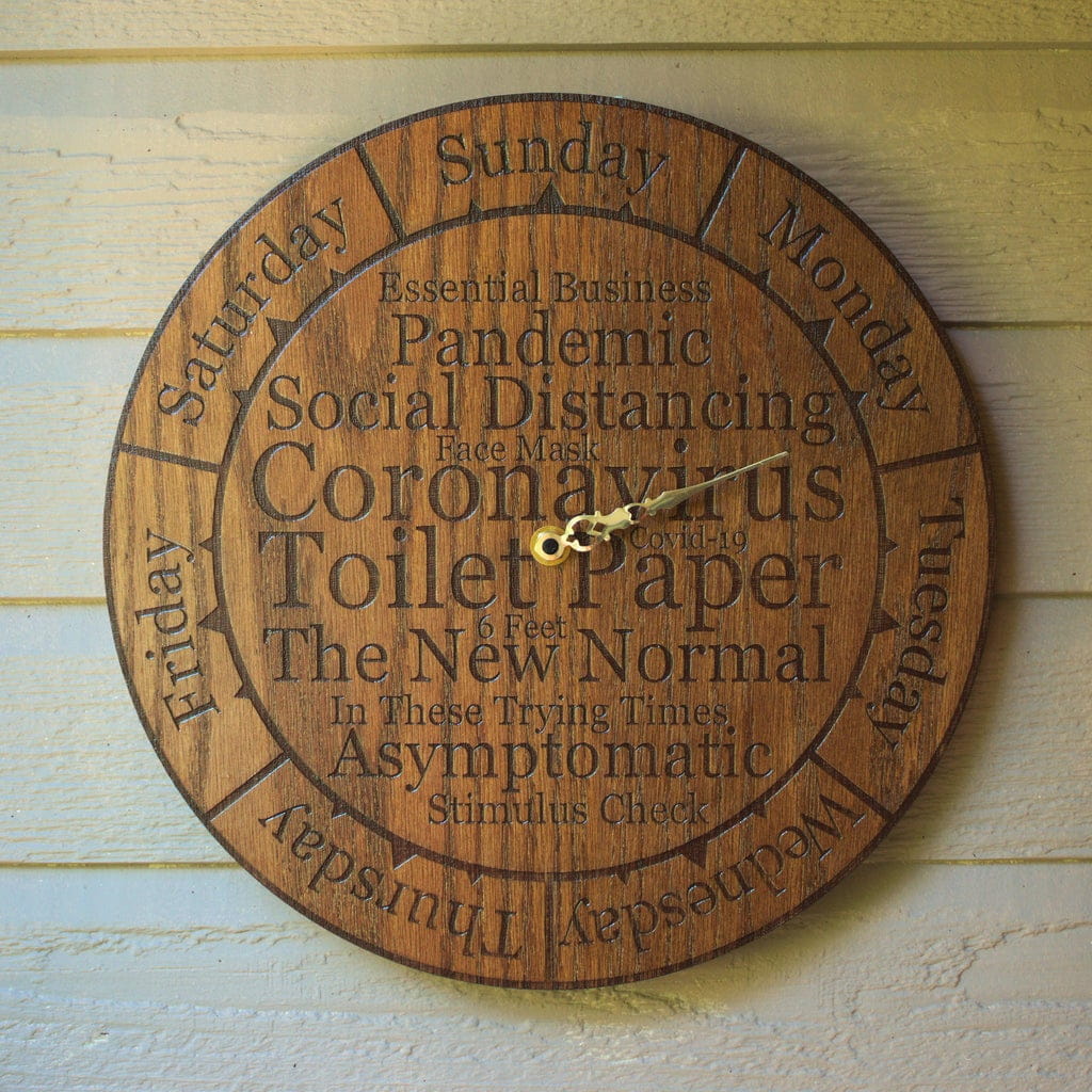 Laser Cut Wall Clock with Coronavirus Awareness Design