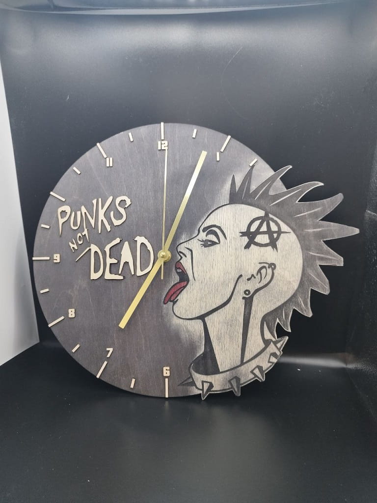 Laser Cut Wooden Clock Punks Not Dead