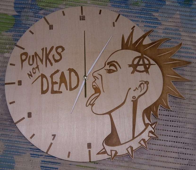 Laser Cut Wooden Clock Punks Not Dead