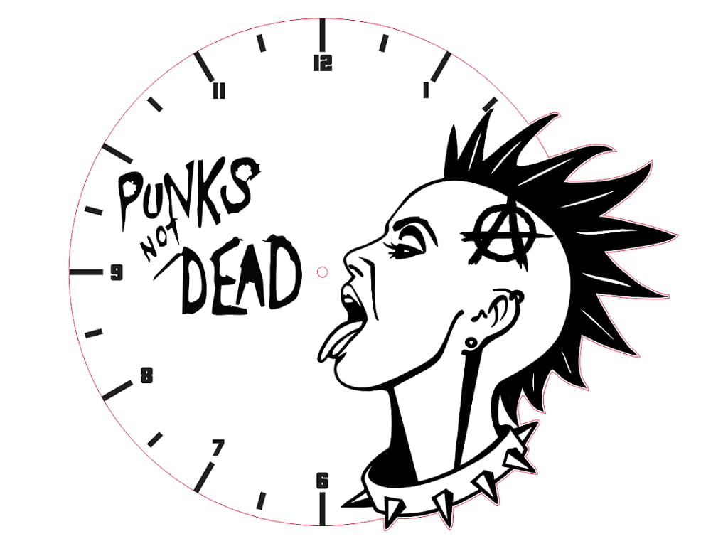 Laser Cut Wooden Clock Punks Not Dead