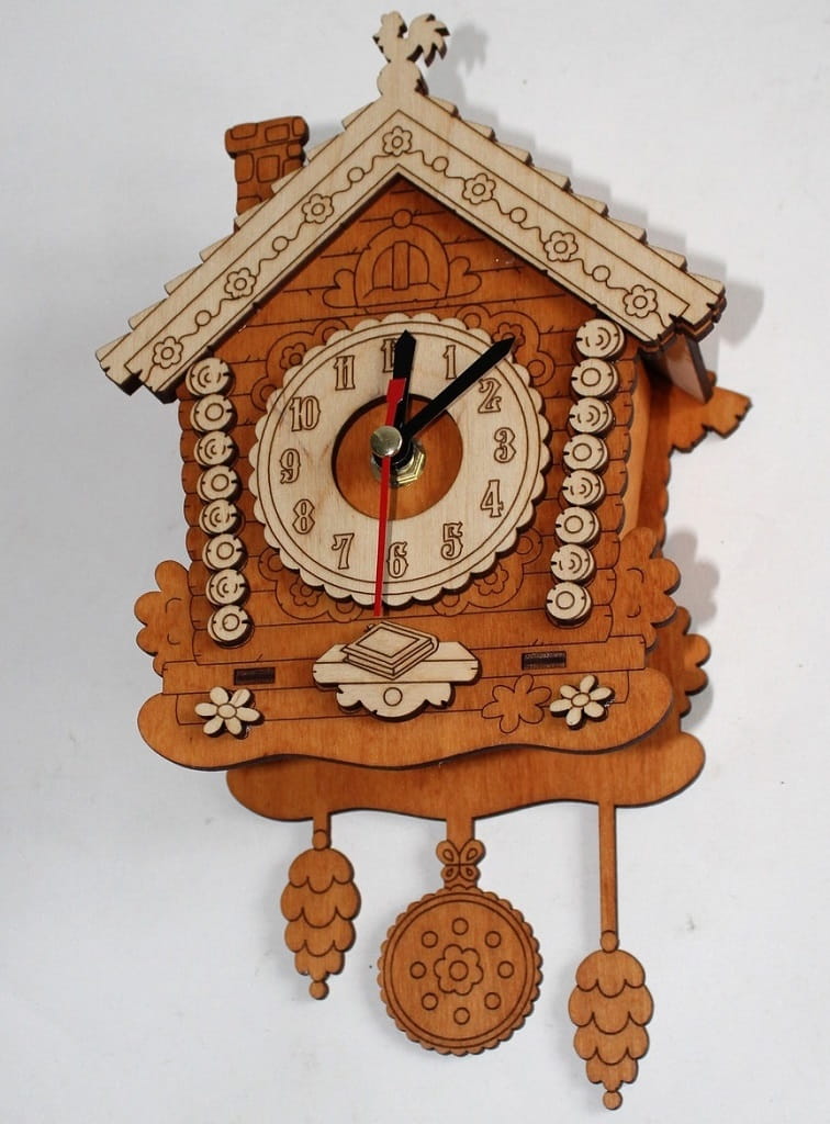 Laser Cut Hut Shape Wooden Wall Clock