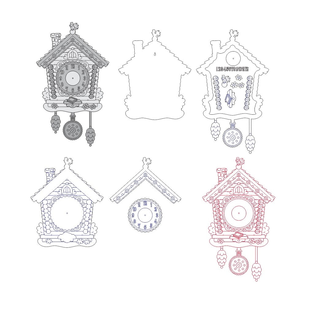 Laser Cut Hut Shape Wooden Wall Clock