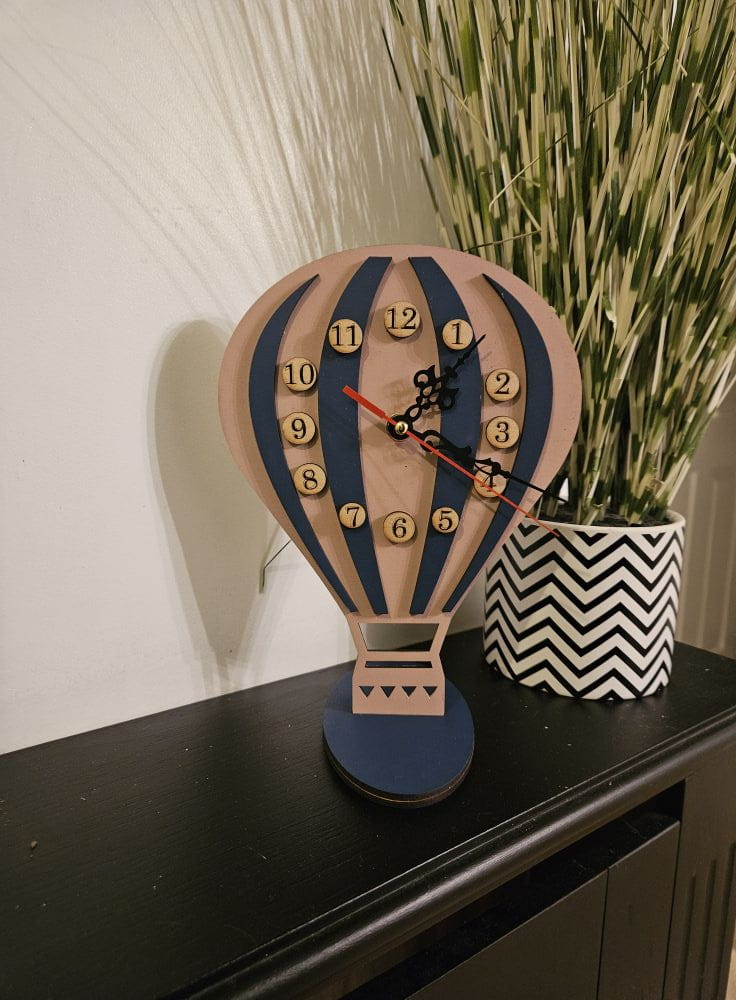 Laser Cut Hot Air Balloon Wall Clock for Kids Room