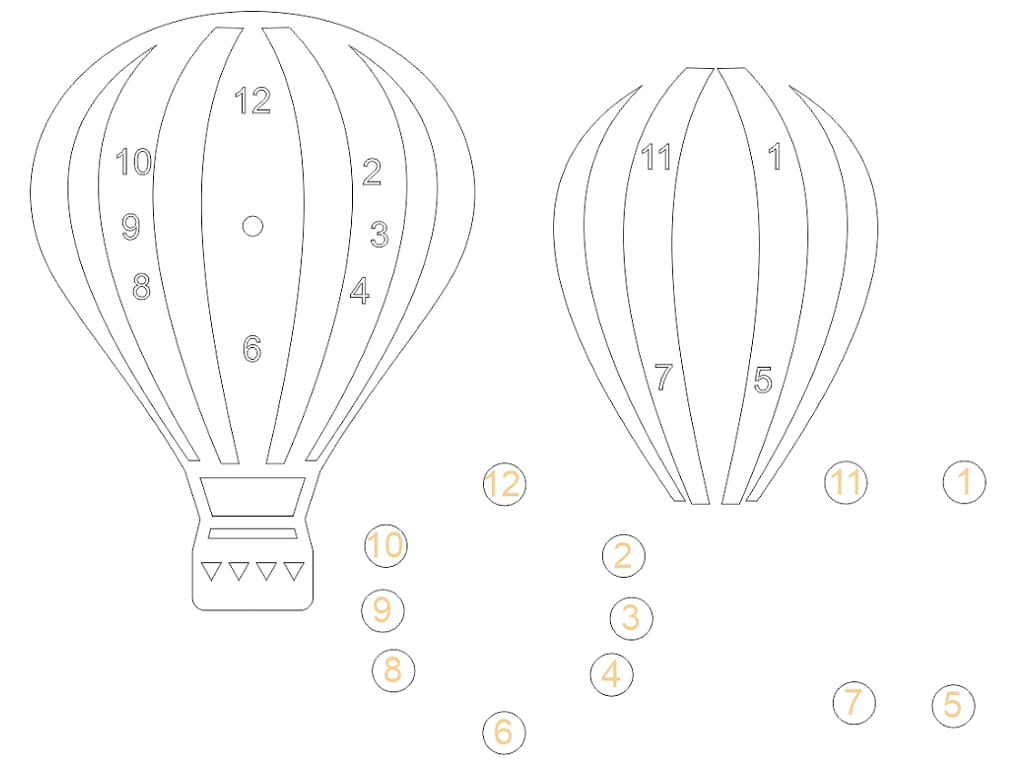 Laser Cut Hot Air Balloon Wall Clock for Kids Room