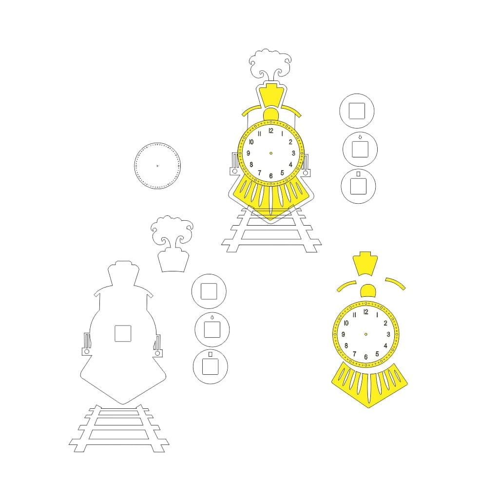 Laser Cut Wooden Train Wall Clock for Kids Room Decor