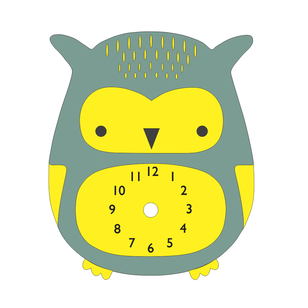 Laser Cut Baby Owl Wall Clock for Kids Room Decor