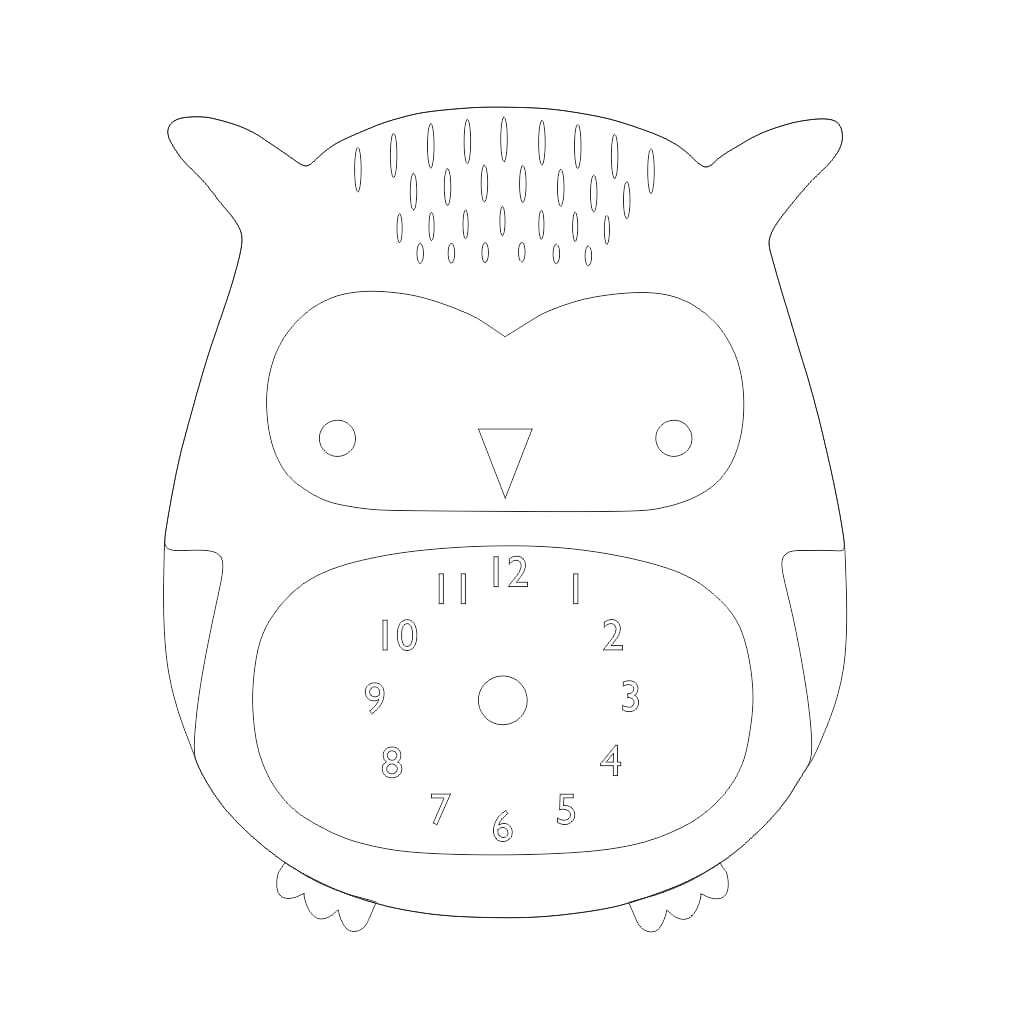 Laser Cut Baby Owl Wall Clock for Kids Room Decor