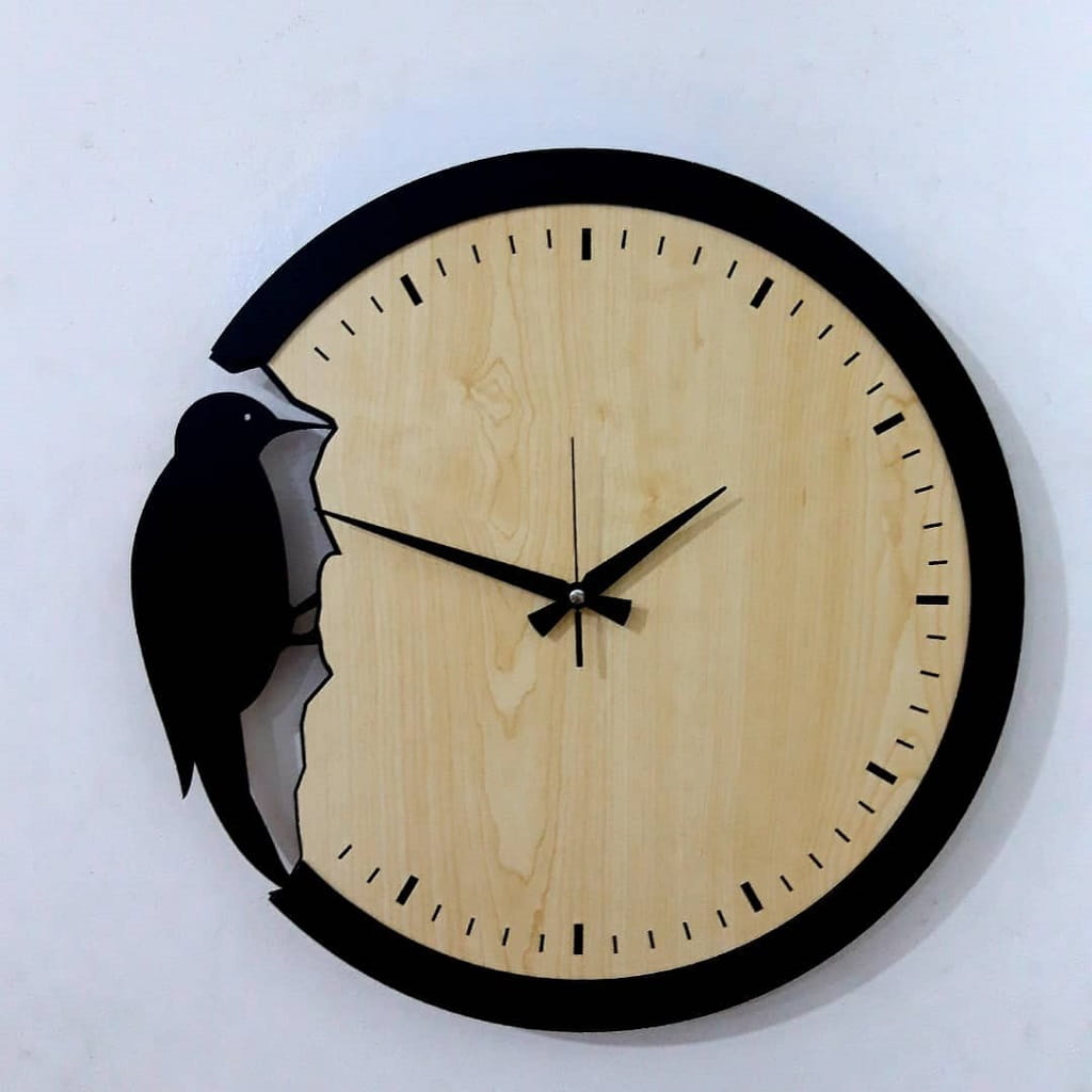 Laser Cut Woodpecker Wooden Wall Clock