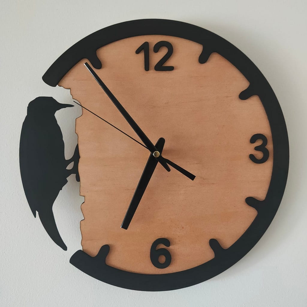 Laser Cut Woodpecker Wooden Wall Clock
