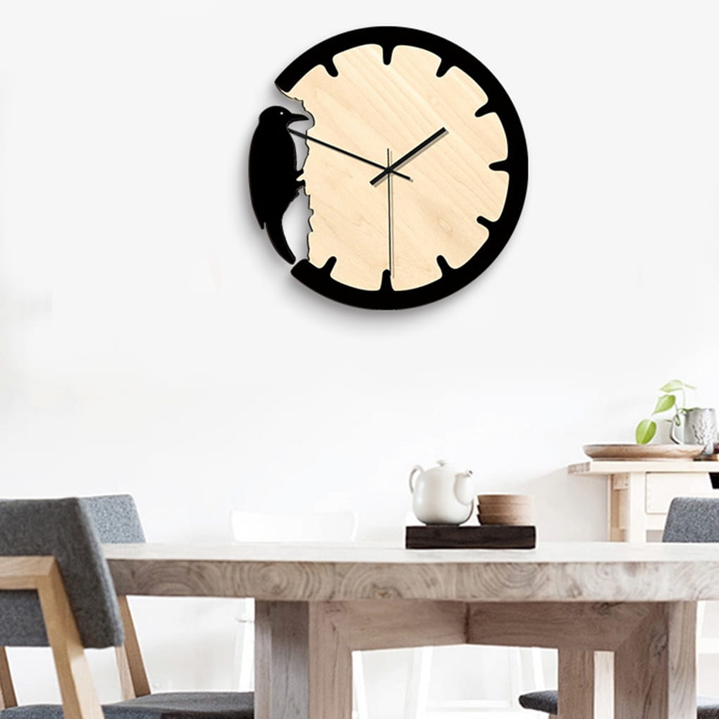Laser Cut Woodpecker Wooden Wall Clock