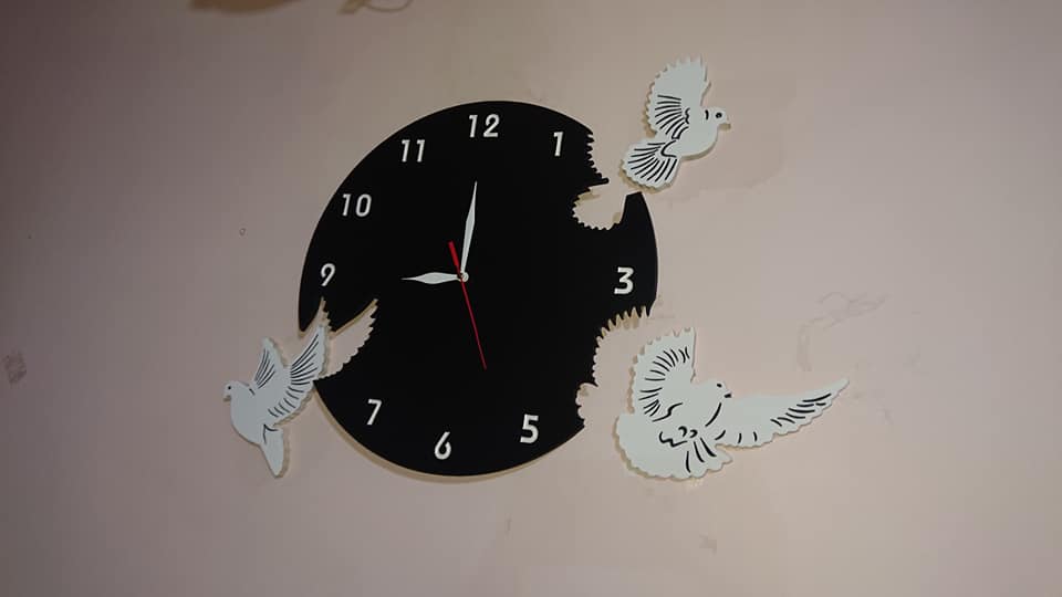 Laser Cut Flying Pigeon Wall Clock