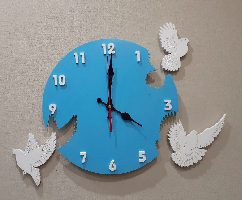 Laser Cut Flying Pigeon Wall Clock