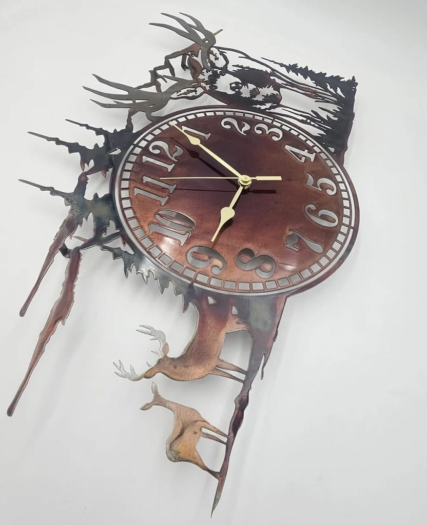 Laser Cut Deers in Forest and Mountain Scenic Wall Clock