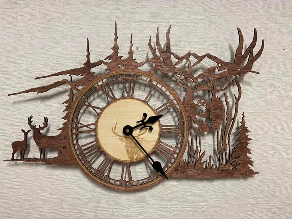 Laser Cut Forest Clock with Roman Numerals