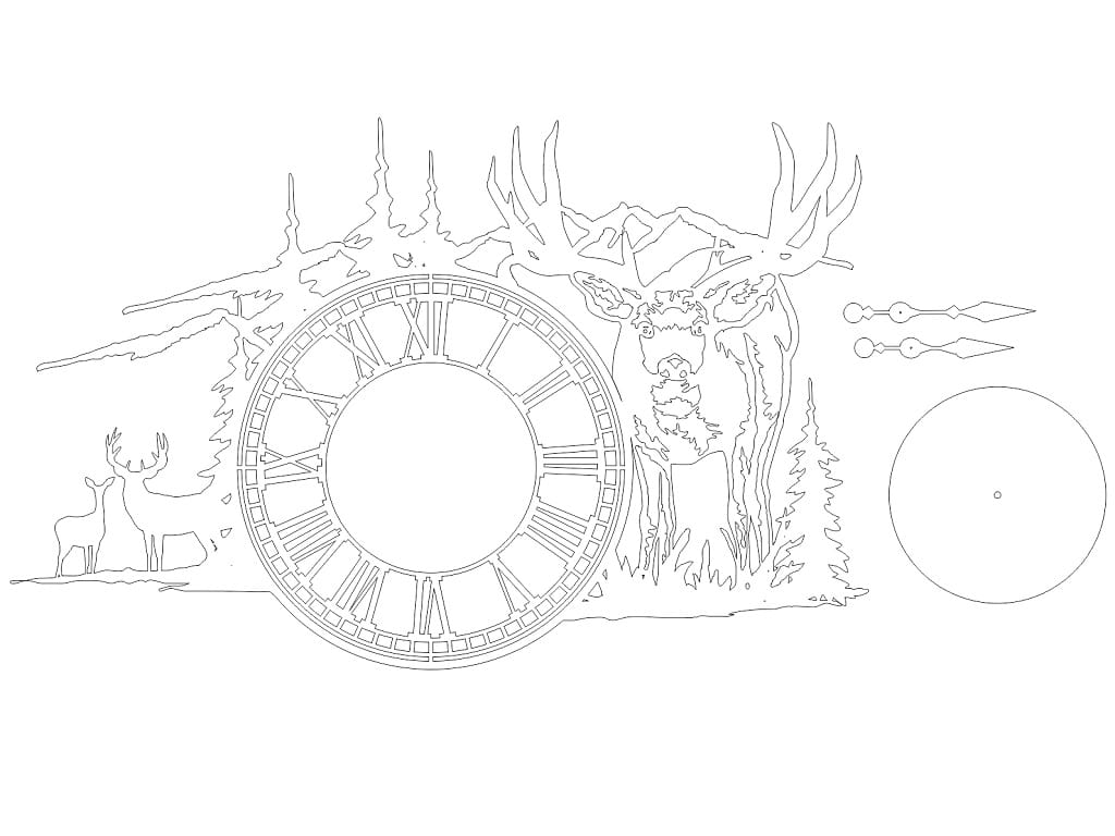 Laser Cut Forest Clock with Roman Numerals