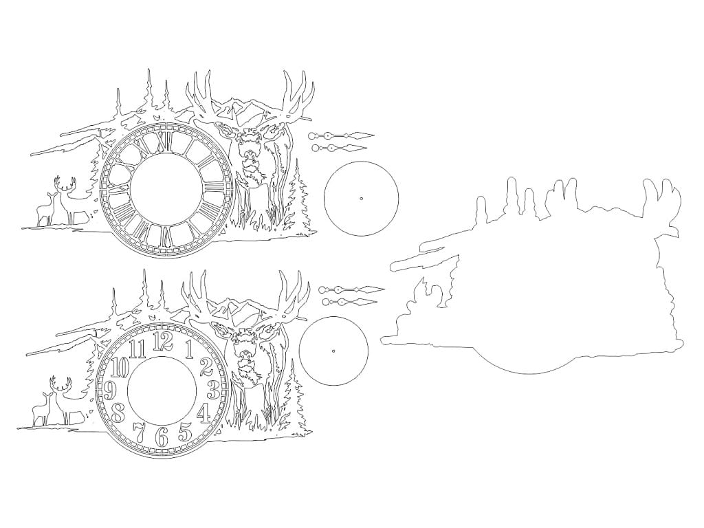 Laser Cut Forest Scenery Dual Layer Wooden Wall Clock