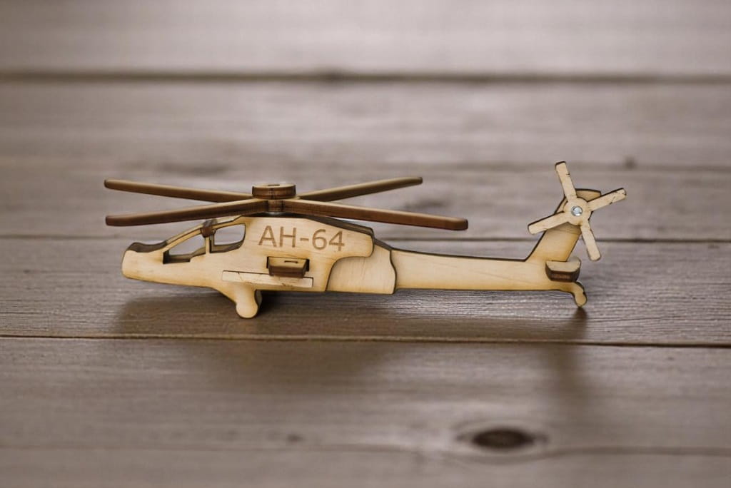 Laser Cut AH 64 Apache Attack Helicopter 3D Puzzle