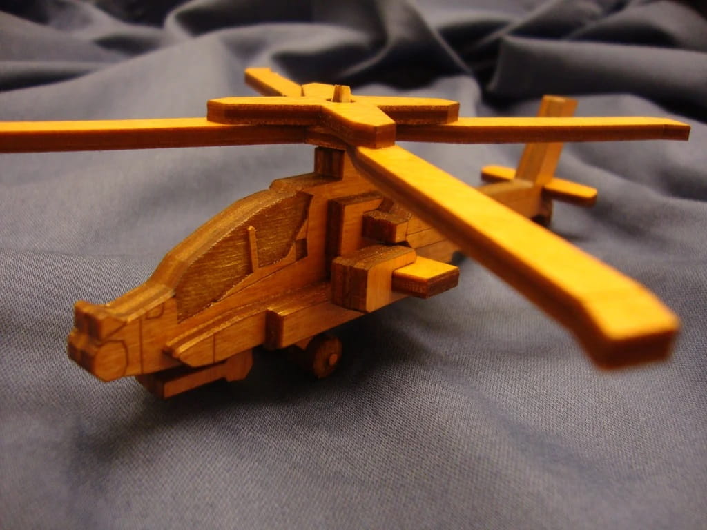 Laser Cut Apache Helicopter 3D Wood Model