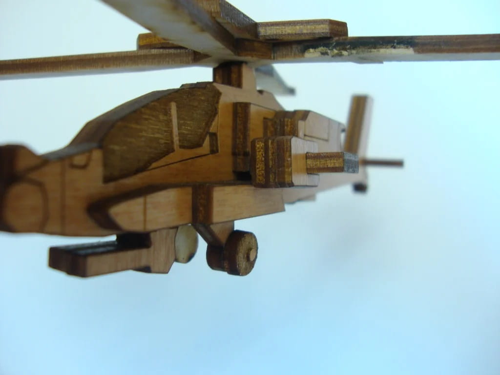 Laser Cut Apache Helicopter 3D Wood Model