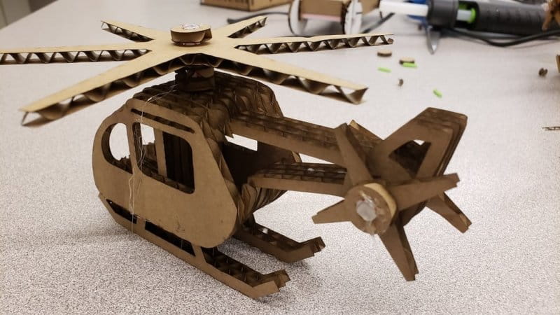 Laser Cut Glowforge Helicopter Cardboard Model