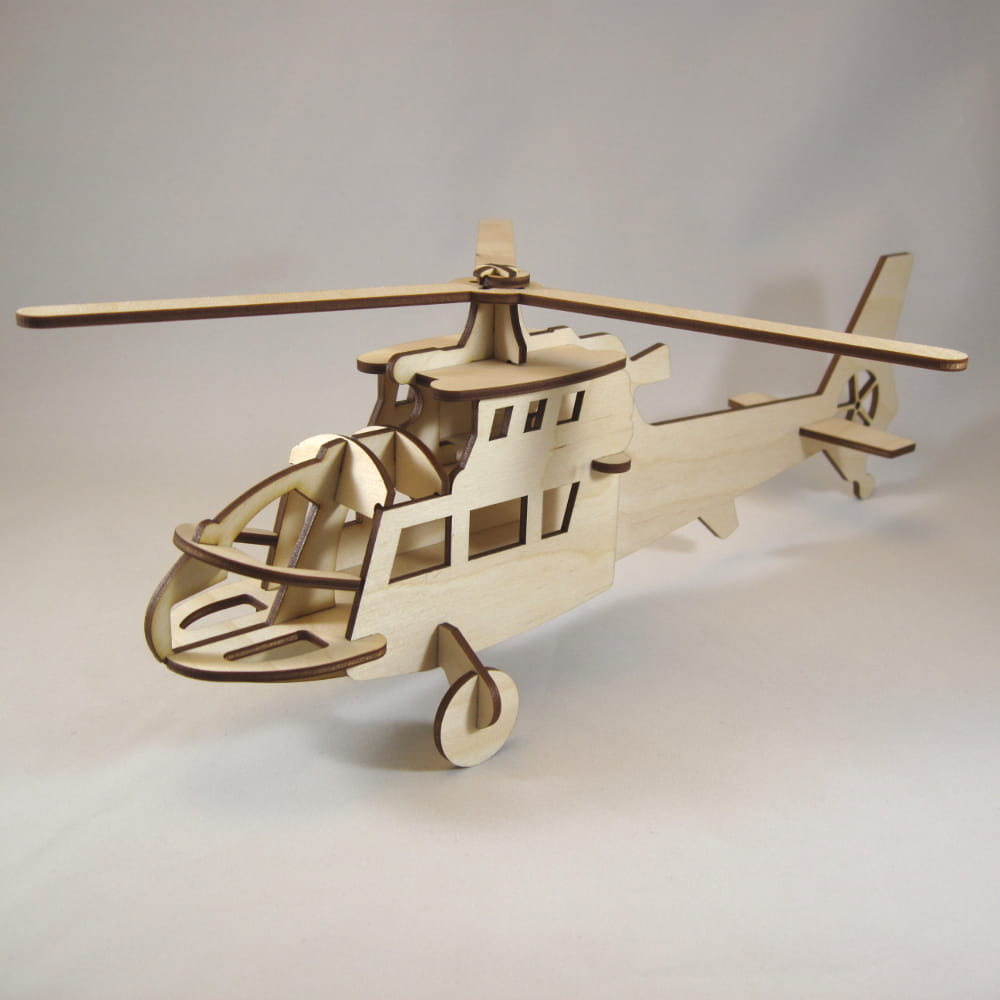 Laser Cut Helicopter 3D Puzzle Wood Model