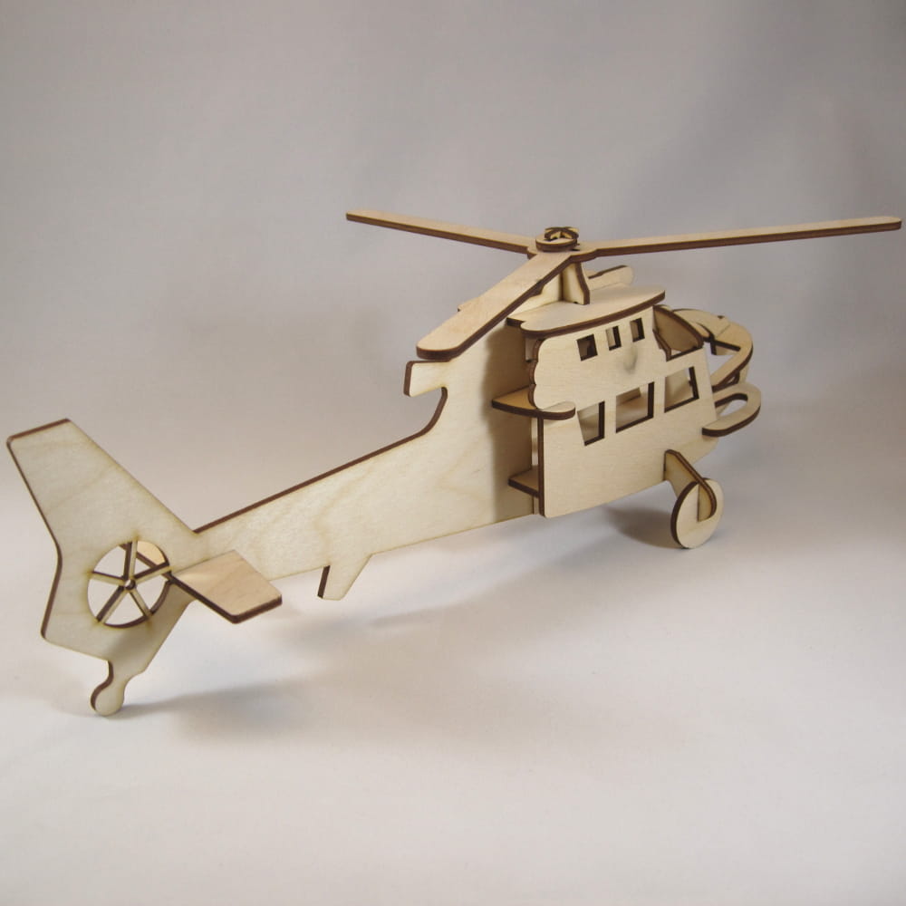 Laser Cut Helicopter 3D Puzzle Wood Model
