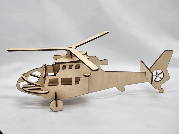 Laser Cut Helicopter 3D Puzzle Wood Model