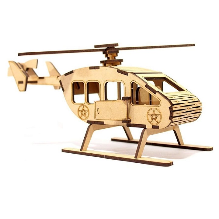 Laser Cut Helicopter Construction Toy Modeling Kit