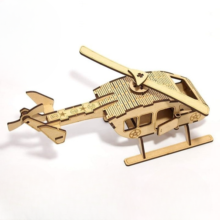 Laser Cut Helicopter Construction Toy Modeling Kit