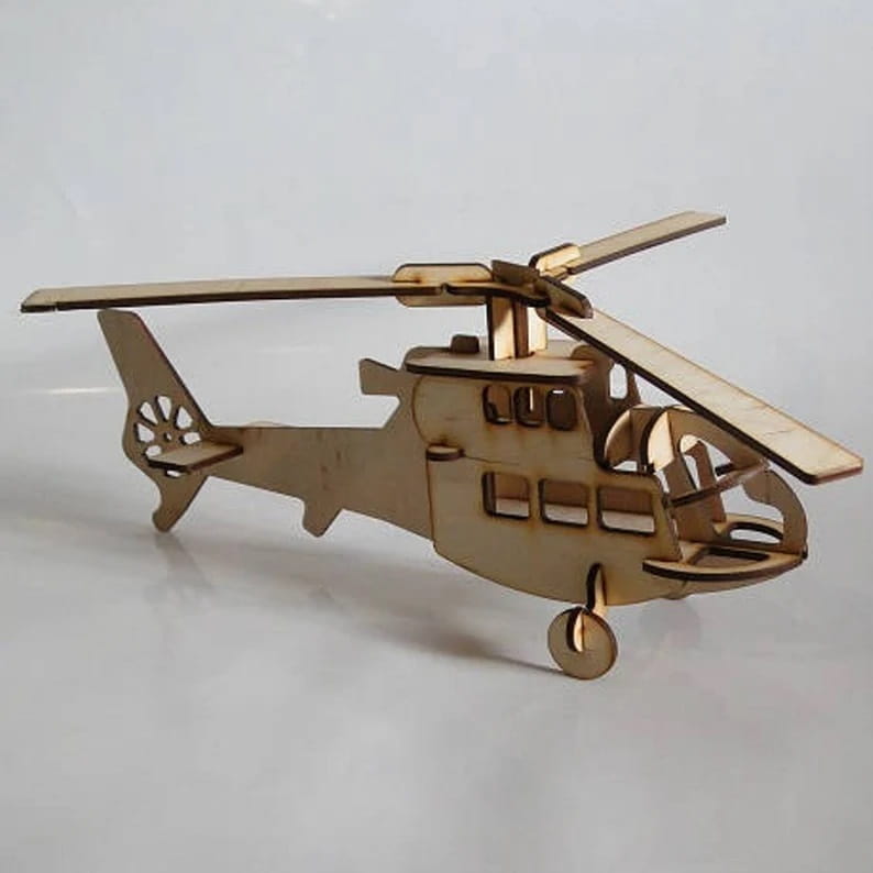 Laser Cut Helicopter Toy 3D Wooden Puzzle