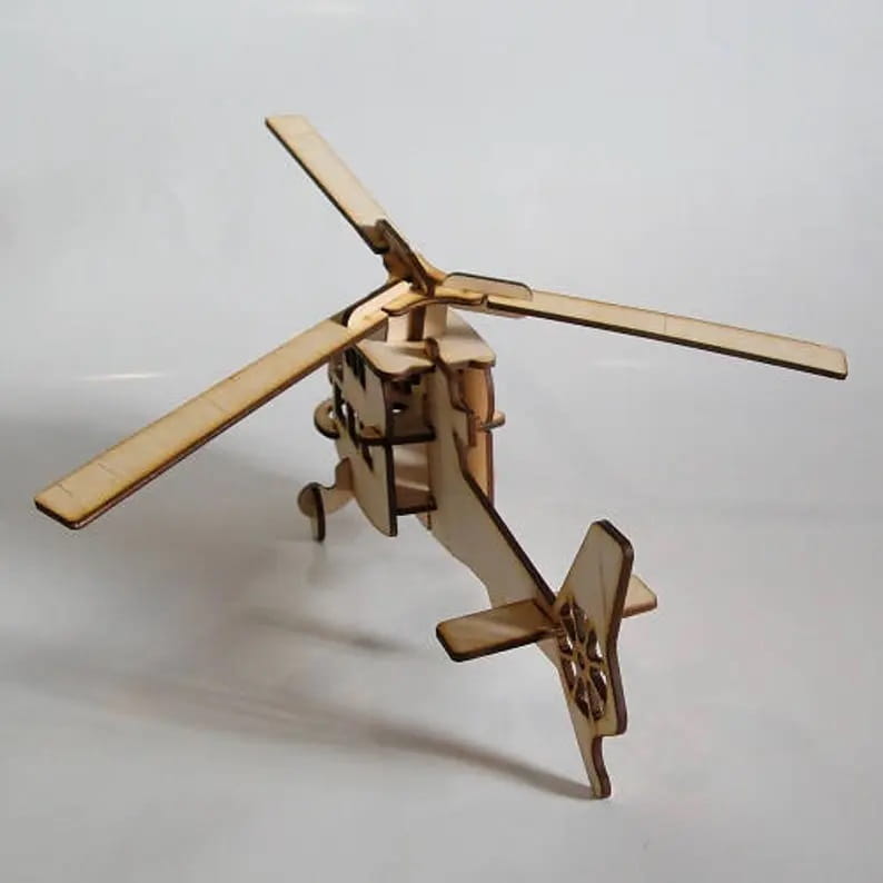 Laser Cut Helicopter Toy 3D Wooden Puzzle