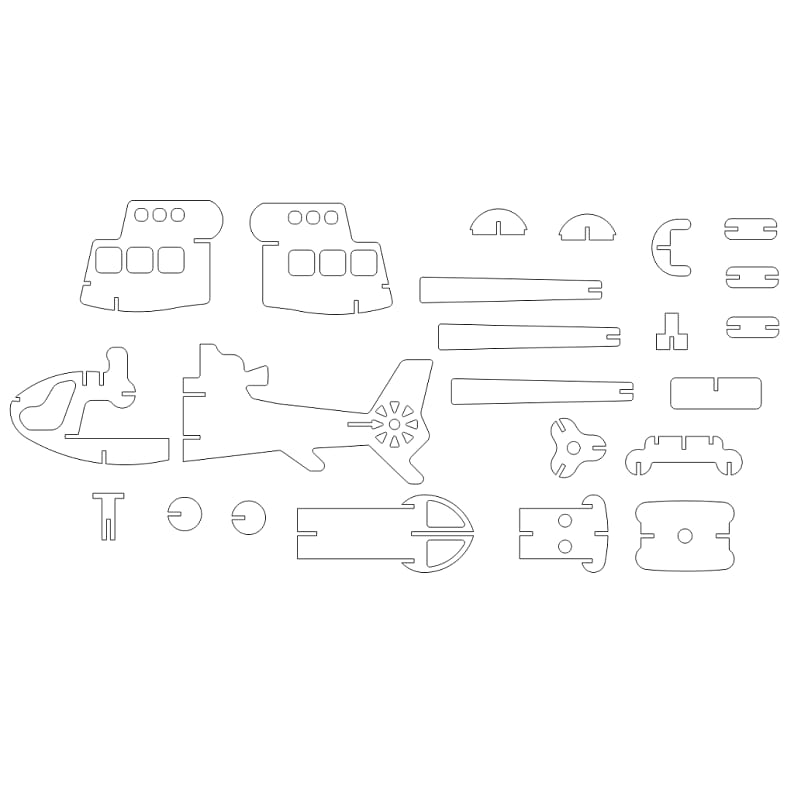 Laser Cut Helicopter Toy 3D Wooden Puzzle